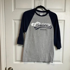 Cheers Boston 3/4 Sleeve Raglan T-Shirt CBS 2011 Unisex Size S Gray Navy - Picture 1 of 8