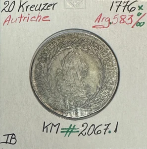 AUTRICHE - 20 KREUZER 1776 - Pièce de Monnaie en Argent // Qualité : TB - Picture 1 of 2