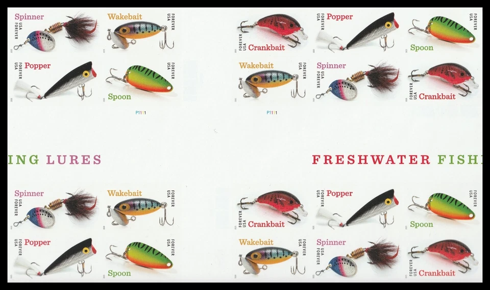 US 5965c Freshwater Fishing Lures imperf NDC cross gutter block 20 A MNH 2025 - Image 1 of 1