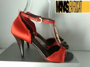 Manas Lea Foscati Sandalo Elegante Donna Raso Rosso ITALY N°35-36-37-38-39-40 - Imagen 1 de 10