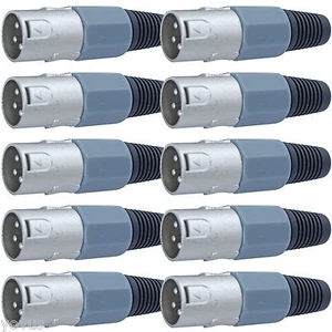 10GRAY 3pin XLR MALE pro audio snake plug connector pa mic patch cable end cord - Picture 1 of 1