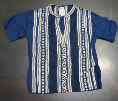 Camisa Giras Niños Estilo Boho Azul/Blanco Manga Corta Hecha en Grecia Talla Grande Foto 1 de 4