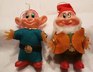 Dopey and Happy Christmas Ornaments ~ Vintage ~ Walt Disney - Picture 1 of 5