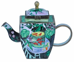Art Gifts Enamel Copper Handpaint Miniature Teapot - Gold Fish by Henri Matisse - Imagen 1 de 1