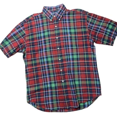 Ralph Lauren Blaire Mens Size Large Short Sleeve Plaid Check Shirt Red - Image 1 of 4