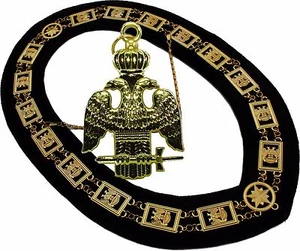 33 Grad Freimaurer HALSBAND Regalia FLÜGEL NACH UNTEN SCHOTTISCHER RITUS + ANHÄNGER - Bild 1 von 5