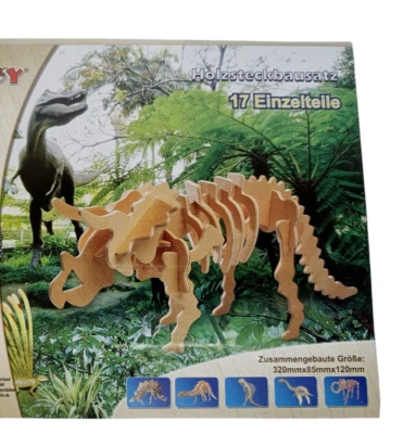 Kids Dinosaur 3D Wooden Plug In Building Kit Triceratops Building Kit Plug In Puzzle Craft - Image 1 of 4