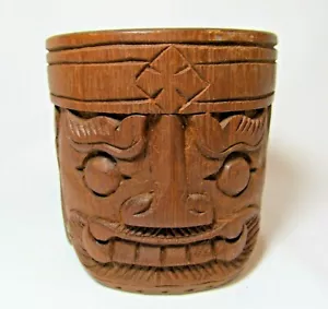 Tazza Tiki hawaiana vintage metà secolo legno TEAK intagliato a mano tazza Hawaii - Foto 1 di 7