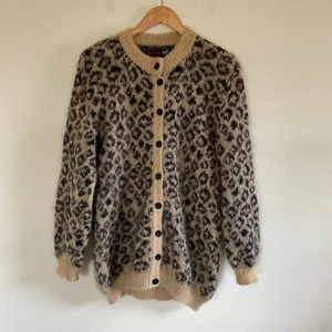 Vintage Timeless Handcrafts Mohair Cardigan Sweater Sz L Leopard South Africa - Picture 1 of 13