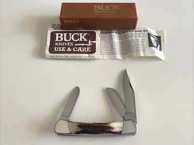 Buck 701ST Bronco Folding Knife 3-Blade Stag Handle 1987 USA - Image 1 of 4