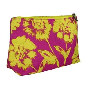 Clinique Fuschia mit Neon Zitronenblumen Kosmetik Make-up Reisetasche - Bild 1 von 1