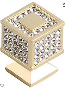 10 PACK SHILE CRYSTAL CABINET DRESSER KNOB SQUARE DIAMOND - GOLD 30MM(H)x18MM(W) - Picture 1 of 9