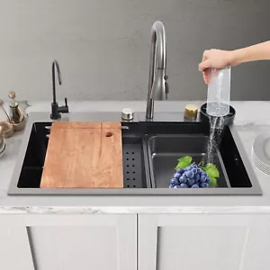 Edelstahl Küchenspüle Einbauspüle Set Große Einzelspüle Spülbecken mit Drainer - Bild 1 von 22