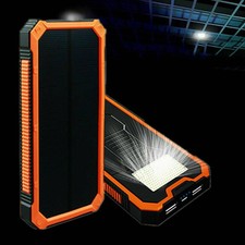 500000mAh 2 USB Solar Power Bank Pack External Battery Charger for Cell Phone