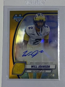 Will Johnson 2024 Bowman Chrome U University GOLD Refractor AUTO # 23/50 - Bild 1 von 5