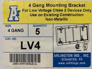 Arlington Lv4 2477657 Low Voltage 4 Gang Mounting Bracket, Box of 5 - Picture 1 of 2