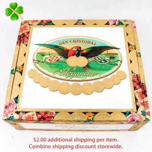 Caja de cigarros de madera vacía San Cristóbal Corona Elegancia 7" x 6,25" x 2,5" - Imagen 1 de 12