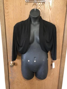 NWT MSK Black Lace Back Bolero Jacket 3/4 Sleeves XL - Picture 1 of 11
