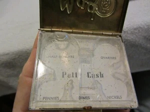 Mad Money Petty Cash porta latta scatola di latta antica scatola vintage - Foto 1 di 7