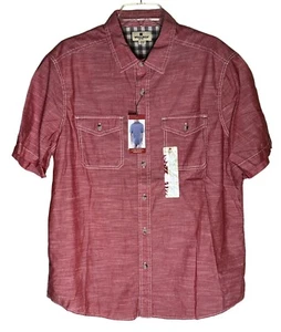 Camisa de Trabajo Woolrich para Hombre XL Roja X Grande con Botones Bolsillo Algodón Nueva con Etiquetas - Imagen 1 de 3