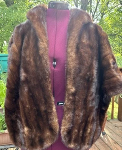 1960’s Black Sapphire Rare Vintage Real Fur-Shawl Brown - Picture 1 of 7