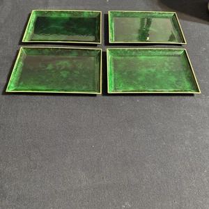 Verloren von 4 OTAGIRI Japan Lackgeschirr Tabletts Weihnachten grün & gold 8 1/4" x 5 3/4" - Bild 1 von 8