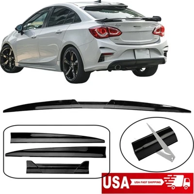 For Chevrolet Cruze Sedan 2011-2019 Glossy Rear Trunk Spoiler Wing Lip Adjust #P Foto 1 de 4