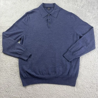 Свитер мужской Brooks Brothers 2XL синий дополнительный шерсть мериноса поло вязаный папа старые деньги - Изображение 1 из 4