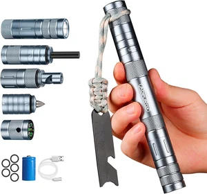 Camping Survival Kits, 9 in 1 Multitool Survival Kit mit Taschenlampe, Feuerstart - Bild 1 von 7