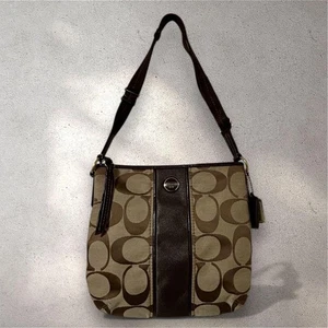 [Excelente+] Bolso de Hombro COACH F21905 Marrón Beige Firma Pochette Usado - Imagen 1 de 10