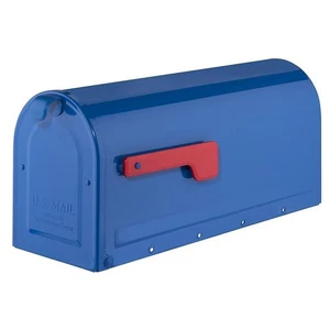 Architectural Mailboxes 7600BE MB1 Post Mount Mailbox Blue with Red Flag - Picture 1 of 1