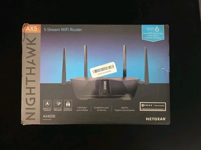 NETGEAR Nighthawk RAX43 WiFi 6 Router: AX4200, 2500 sq ft., 25 devices, security - Image 1 of 4