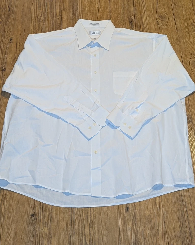John Weitz 衬衫男式纽扣白色 18 32/33 8 码 — 第 1/3 张图片