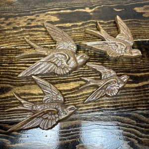 Vtg 1984 Set Of 4 Burwood Wall Hanging Swallow/ Sparrow Birds MCM 2650 USA - Picture 1 of 3