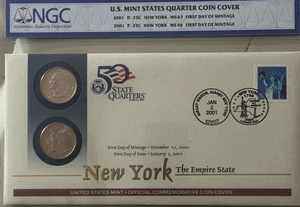 2001 P&D New York Quarter Coin Cover NGC MS66/MS67 FDOI - Picture 1 of 2