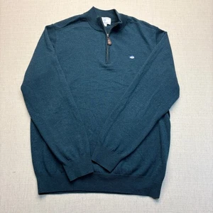 Southern Tide Sweater Men L Merino Wool Grandpa Pullover 1/4 Zip Skip Jack Blue - Picture 1 of 4