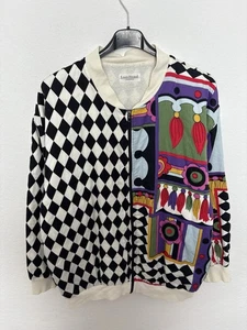 Vintage Damen Bomberjacke Weiß Bunt Gr.38 Mode 90s Retro Louis Feraud - Bild 1 von 4
