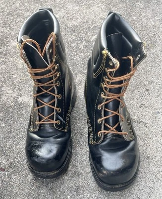 Bota de motocicleta LeHigh para hombre 7 EE de cuero negro de colección puntera de acero Foto 1 de 4