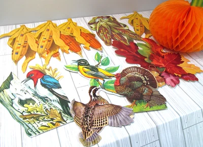 Lote De Colección Acción de Gracias Otoño Troquelado Recortado Decoraciones Otoño Calabaza Maíz Pájaros D Foto 1 de 4