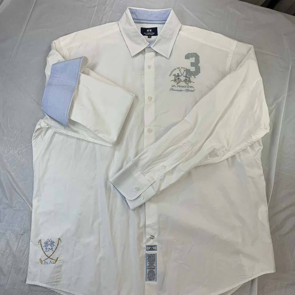 Camisa Polo La Martina Argentina Calce Ajustado Manga Larga - Blanca - XL Foto 1 de 4