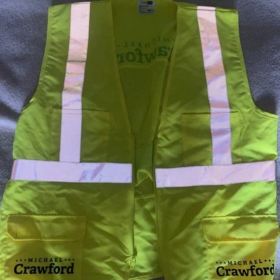 Cornerstone Port Authority Safety Vest Sz XL Yellow Reflective Stripes Zipper - Image 1 of 4