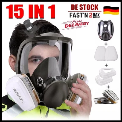 MARKENLOS Atemschutz Vollmaske Gasmaske 6800 Staubmaske Lackiermaske Mit Wechselfiltern