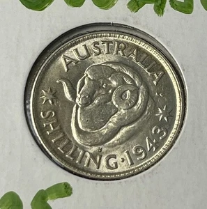 1943 S Australia One Shilling Coin - 0.925 Silver - Picture 1 of 2