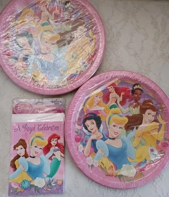Vintage LOT Disney Princess CINDERELLA Birthday Party 16 PLATES & 8 INVITATIONS - Image 1 of 4