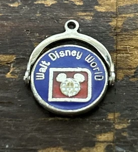 Walt Disney World Spinner Vintage Sterling Silver Enamel Bracelet Charm - Picture 1 of 3