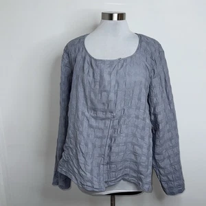 Poetry Damen Leinen Baumwolle Top Jacke Gr. US XL (UK 14) blau kastig Lagenlook defekt - Bild 1 von 13
