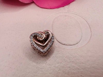Pandora Rose Gold Plated Sparkling Entwined Hearts Charm 789270C01 Cz - image 1 of 4