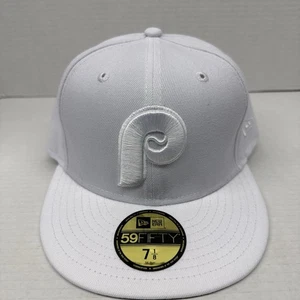 New Era 59Fifty Philadelphia Phillies eng anliegende Mütze weiß Basic Whiteout Größe 7 1/8 - Bild 1 von 13