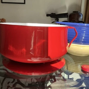 VTG Dansk Red Kobenstyle 10” Large 5 Qt Enamelware Dutch Oven Sauce Pot France - Picture 1 of 15