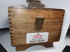 Vintage KIWI Hand Crafted Oak Valet Shoe Shine Kit 2 Brushes, Polish